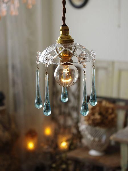 ミニシャンデリア （メロンドロップ） フランスアンティーク 1920年