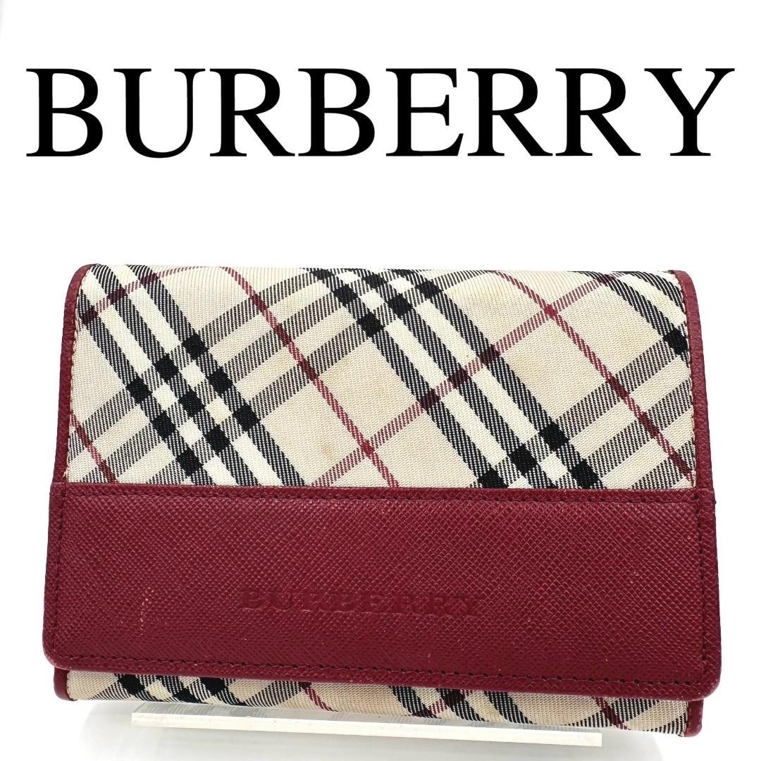 BURBERRY バーバリー 折り財布 ノバチェック ロゴ金具 レザー BURBERRY バーバリー ノバチェック 二つ折り財布 Wホック レザー